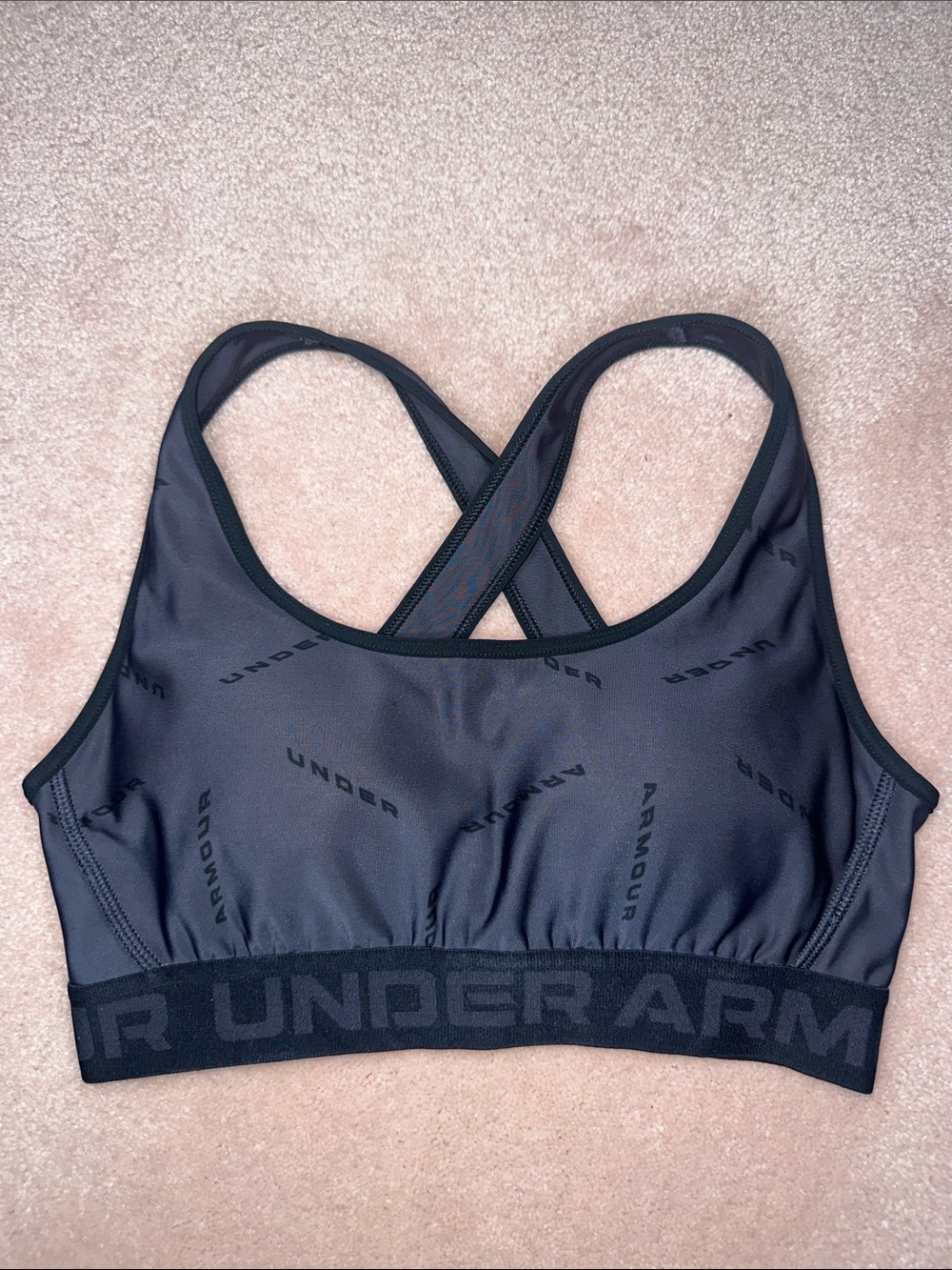Under Armour Crossback Compression Sports Bra Grey Removable Pads Workout